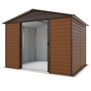 Abri de jardin métal aspect bois Yardmaster 6,44 m² + kit d'ancrage