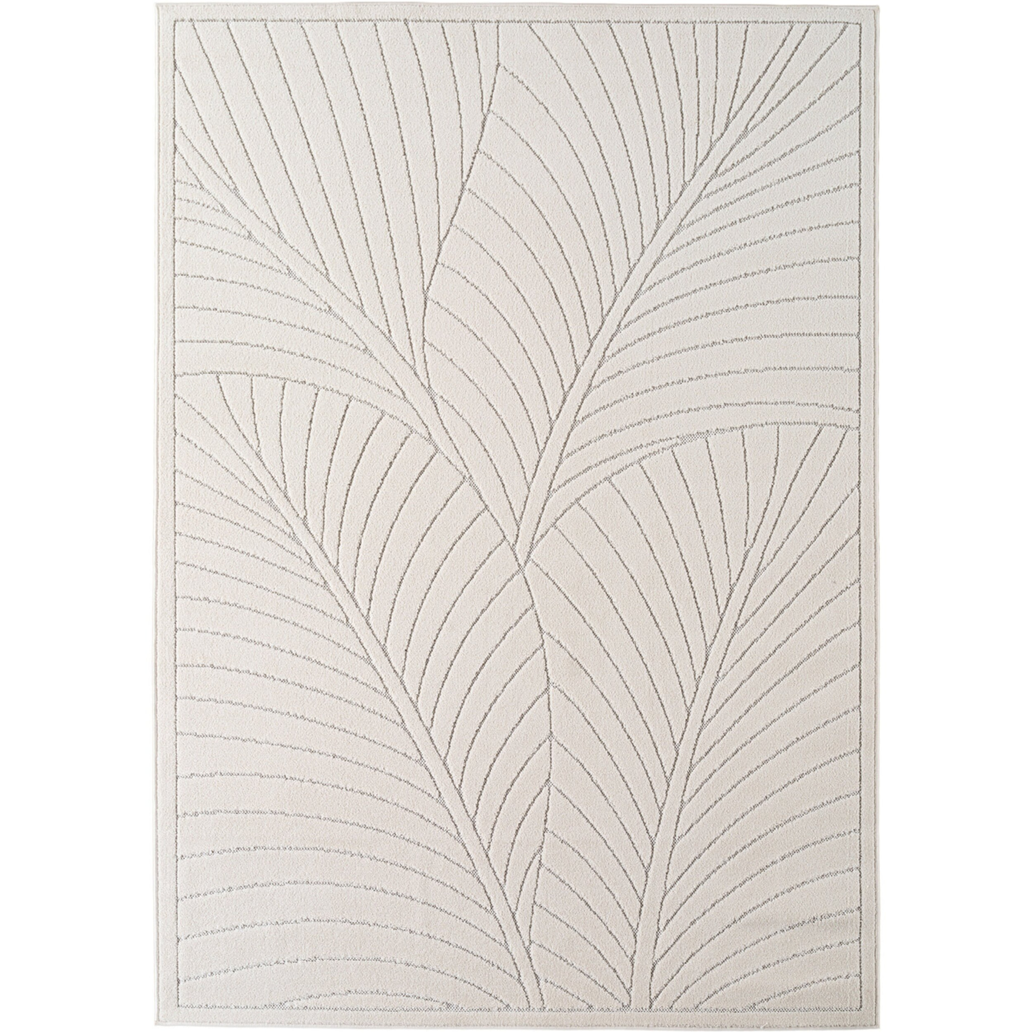 NOVA - Tapis intérieur/extérieur crème à motif feuilles