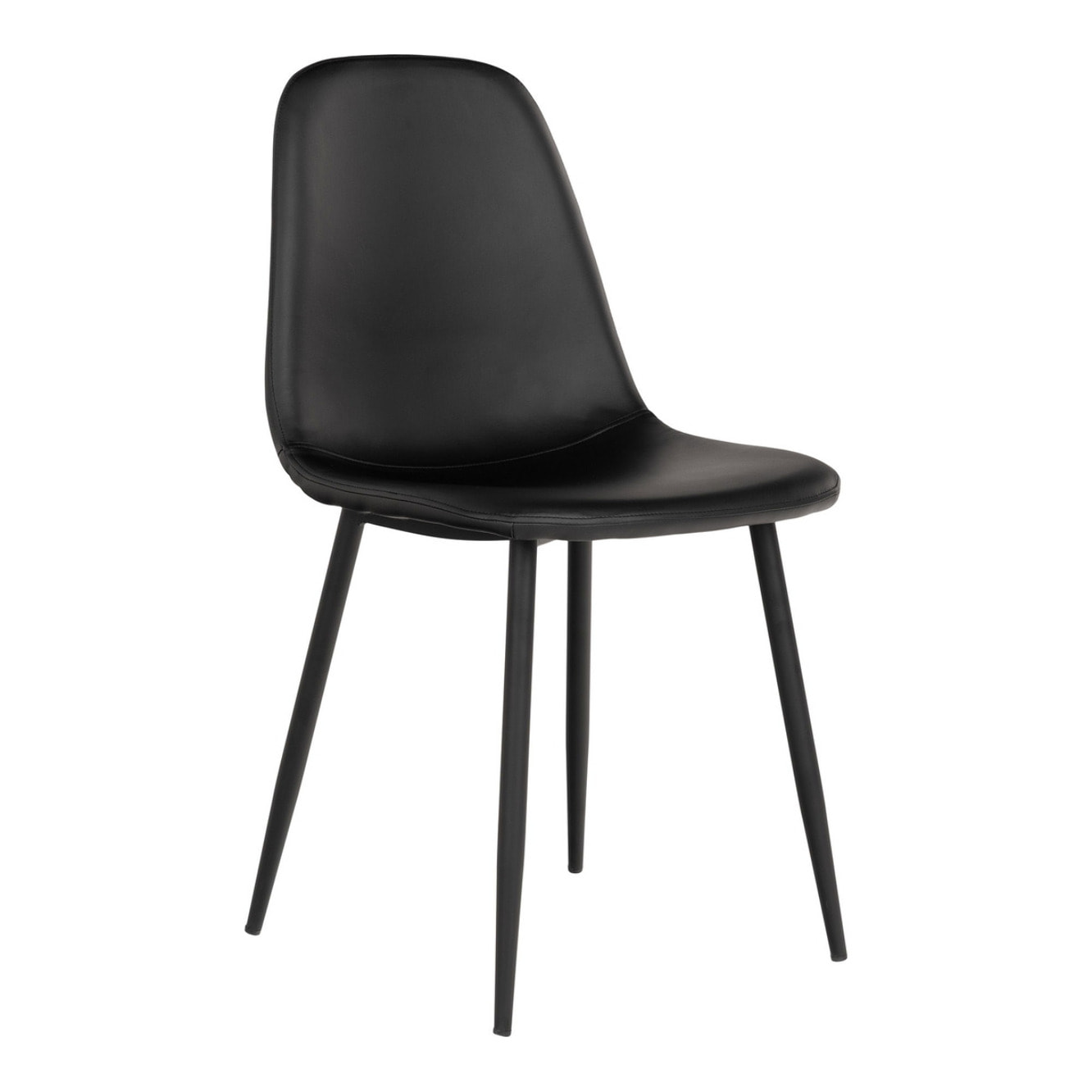 Set 2 sedie da pranzo Stockholm in ecopelle nera con gambe in metallo