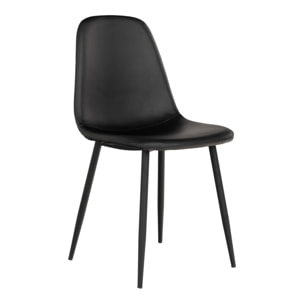 Set 2 sedie da pranzo Stockholm in ecopelle nera con gambe in metallo