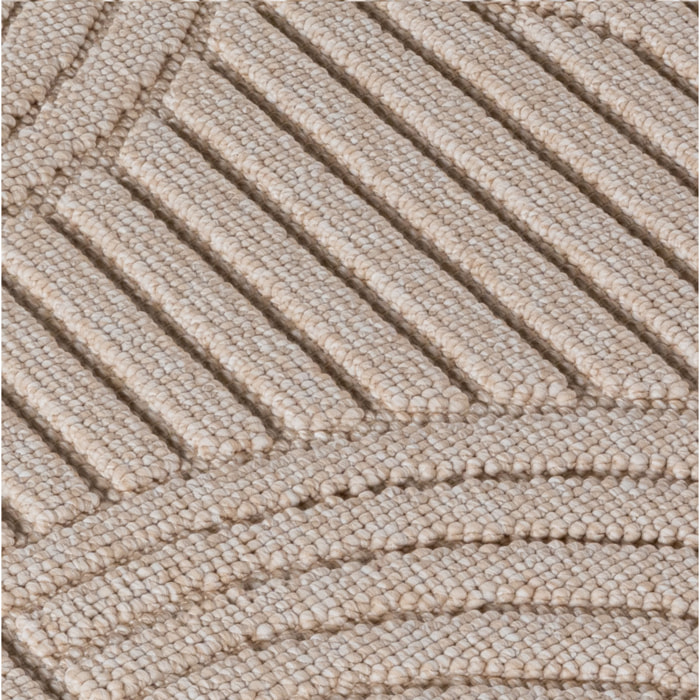 HELIX - Tapis moderne effet laine bouclé à motif géométrique en relief beige