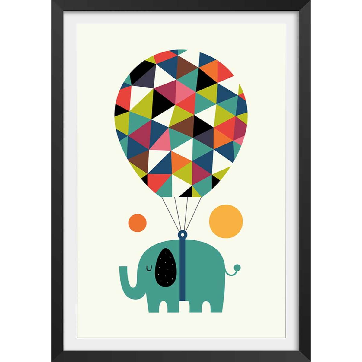 Affiche enfant hot air balloon jumbo Affiche + cadre en bois - Noir