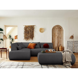 Onyx - canapé modulable d'angle gauche 5 places - en tissu - Gris foncé
