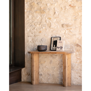 Consola de madera maciza tono roble oscuro de 120x80cm Alto: 80 Largo: 120 Ancho: 35