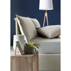 Letto matrimoniale Anjin, Letto contenitore con rivestimento in tessuto, 100% Made in Italy, Apertura frontale, adatto per materasso Cm 160x190, Beige