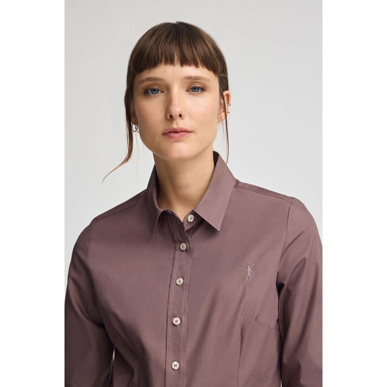 Camisa rosa taupe de corte slim con logo Rigby Go