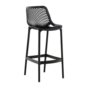 Set da 4, Sgabello da bar ,Braga,in polipropilene nero, dal design moderno