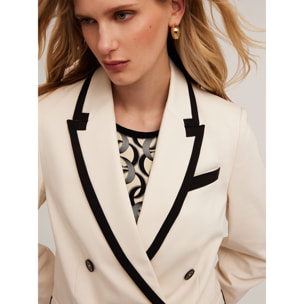 Motivi - Blazer cruzado con cenefas - Blanco