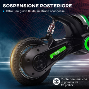 HOMCOM Moto Elettrica per Bambini con Acceleratore Manuale, 2 Velocità 8-16km/h, Età 8-12 Anni, Verde