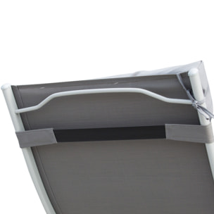 Tumbona Plegable Tumbona de Jardín con Respaldo Ajustable en 7 Posiciones con Cojín Cuerpo Entero y Cabeza para Terraza Piscina Carga 165 kg 137x63,5x100,5 cm Gris