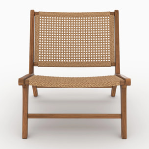 Fauteuil en bois de teck et tissage synthétique - Kilka