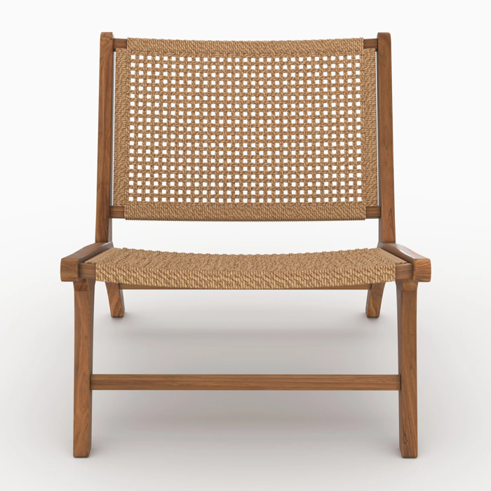 Fauteuil en bois de teck et tissage synthétique - Kilka