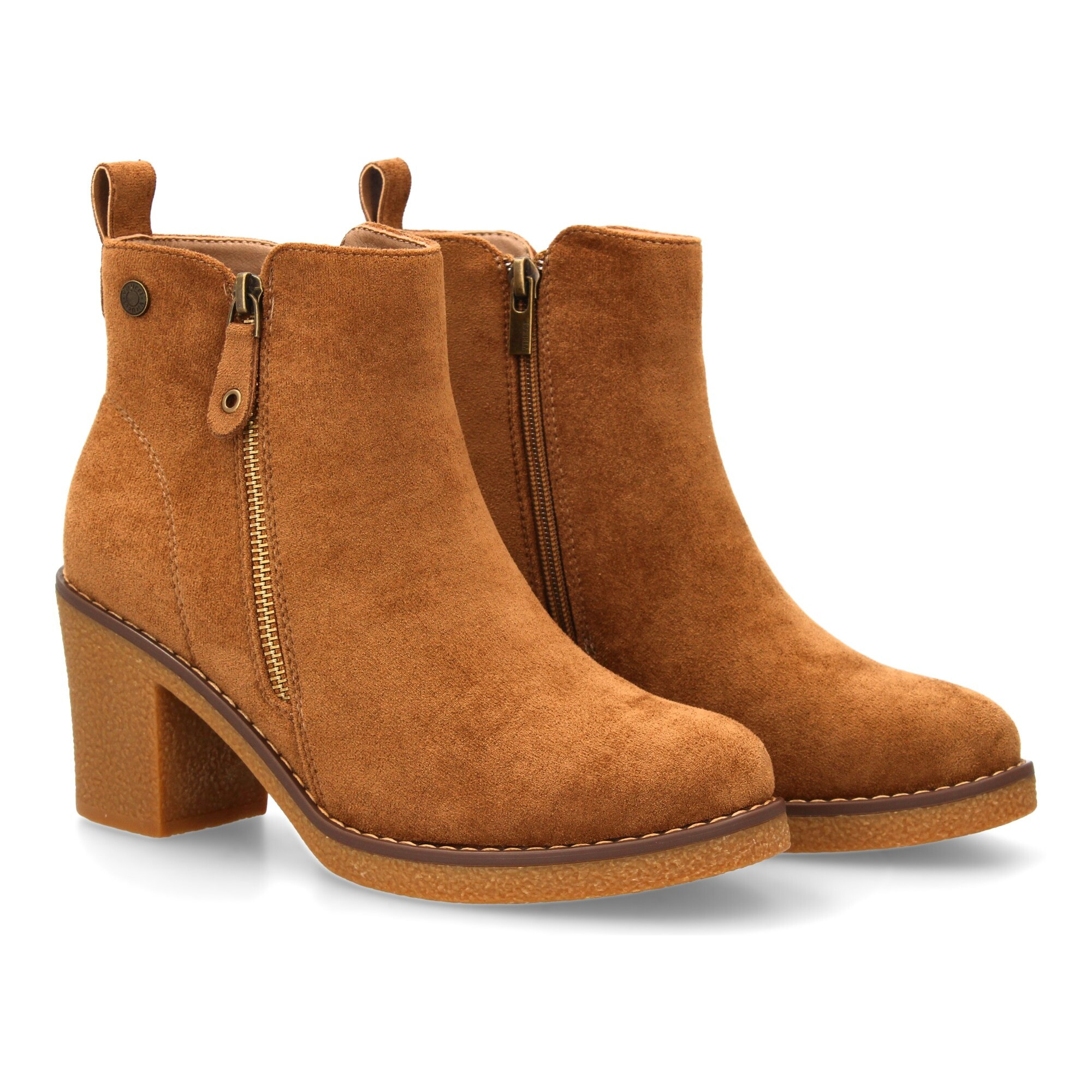 Botín negro tacón ancho con cremallera