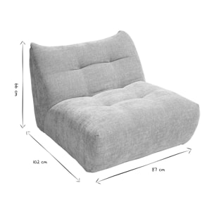 Fauteuil lounge en tissu effet velours texturé taupe BUMPY