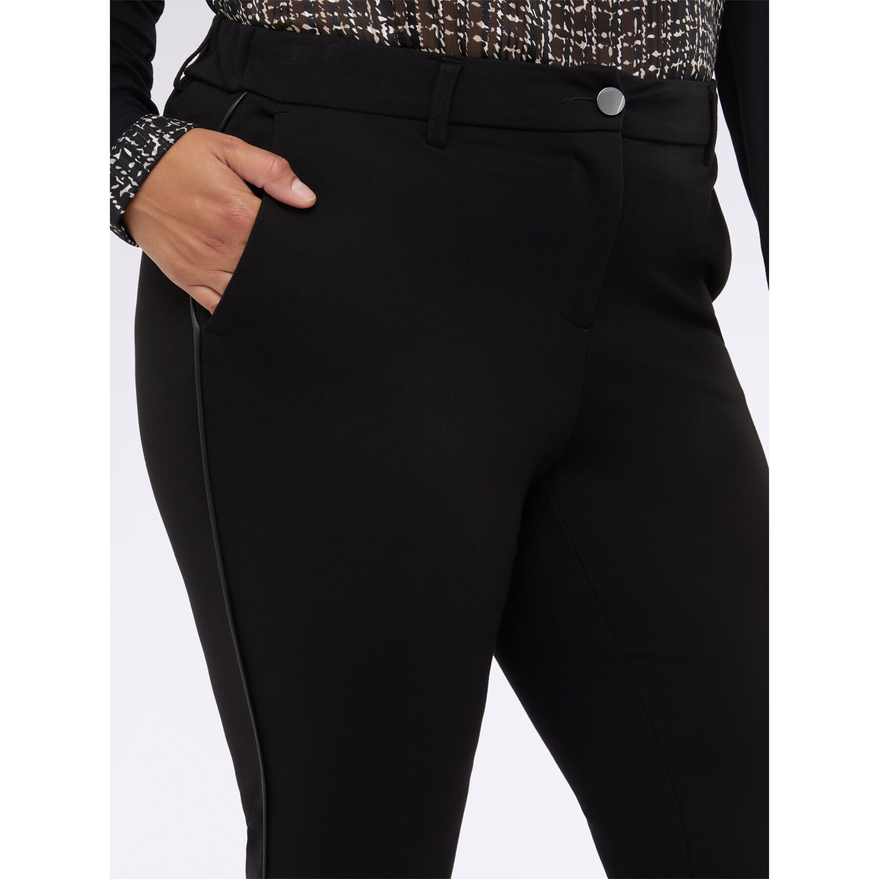 Fiorella Rubino - Pantaloni Kick Flare in Punto Milano - Nero