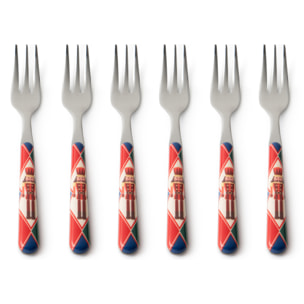 Set 6 fourchettes à dessert Excelsa – Vintage Christmas, Acier inox Multicolore