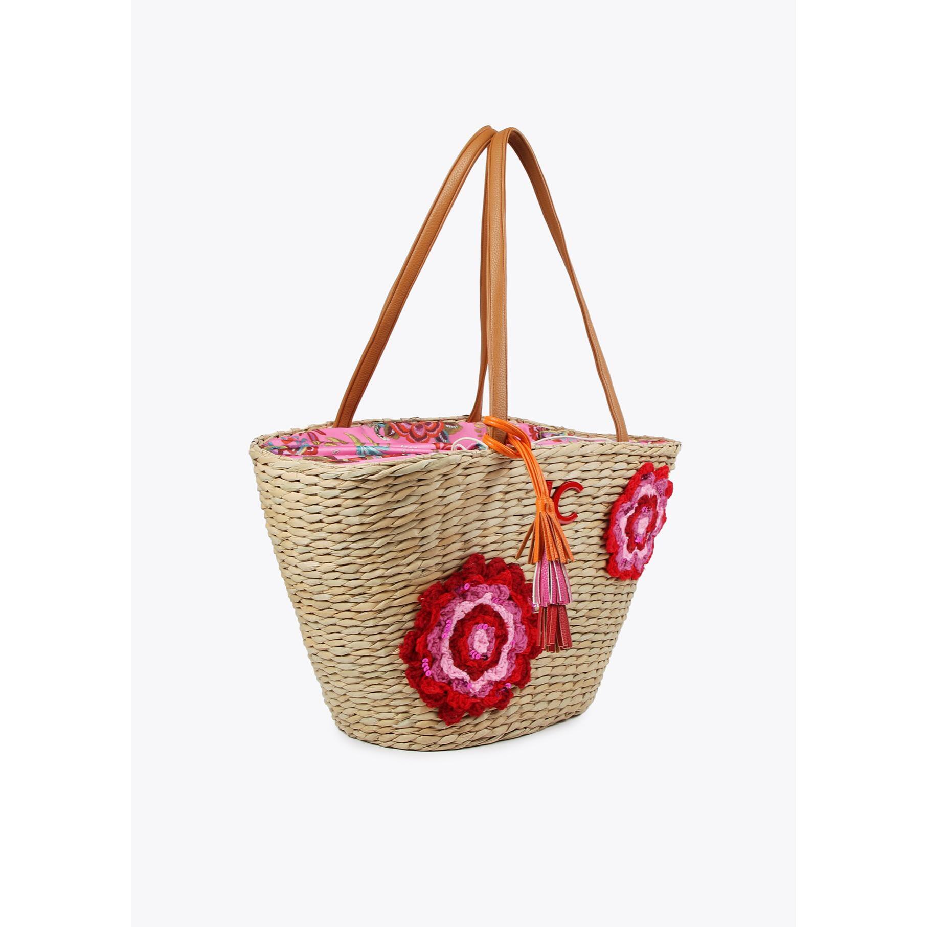 Borsa a cesta fiori crochet