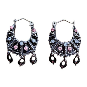 Aro doble 2 caras colgantes y cristal SW plata 10µ envejecido