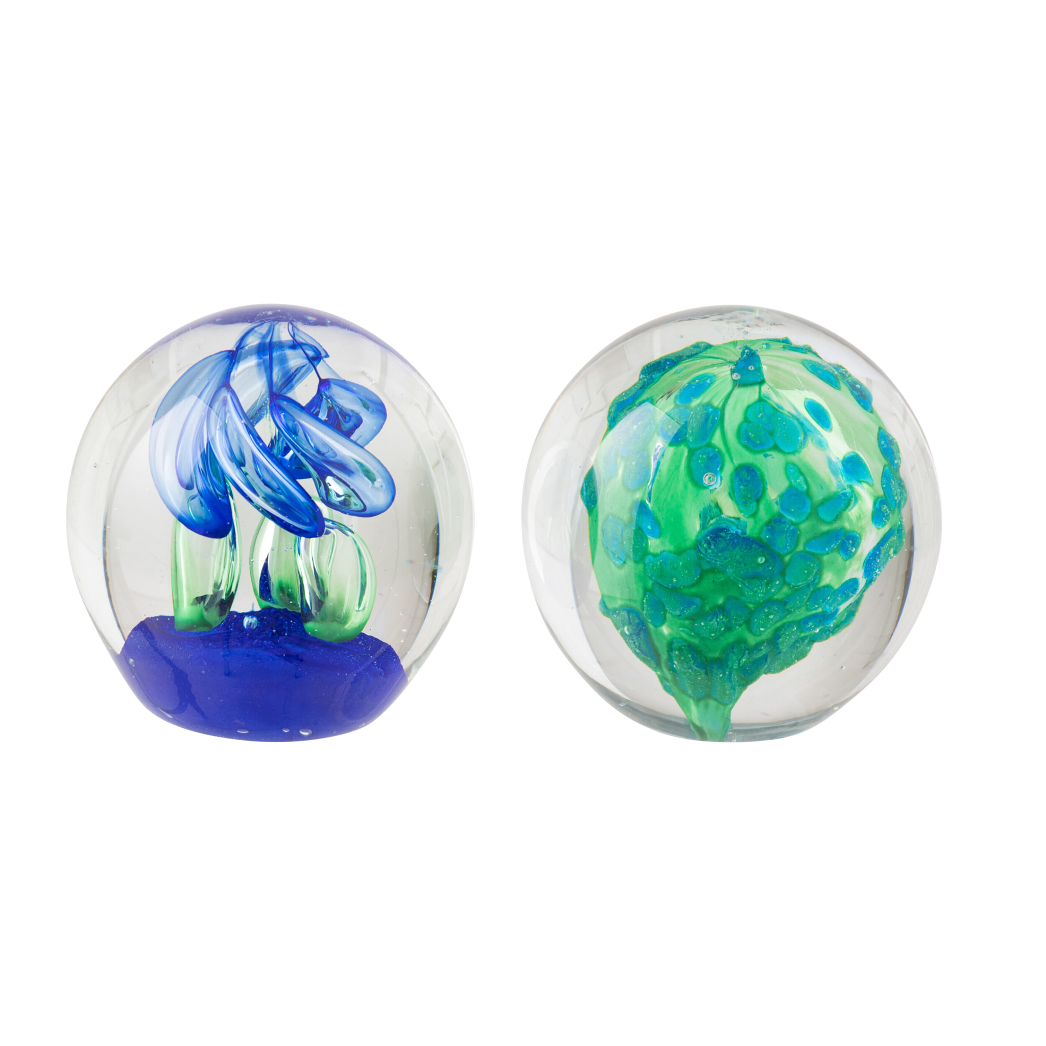 J-Line Presse-papier Balle - verre - bleu/vert - small - 2 pièces