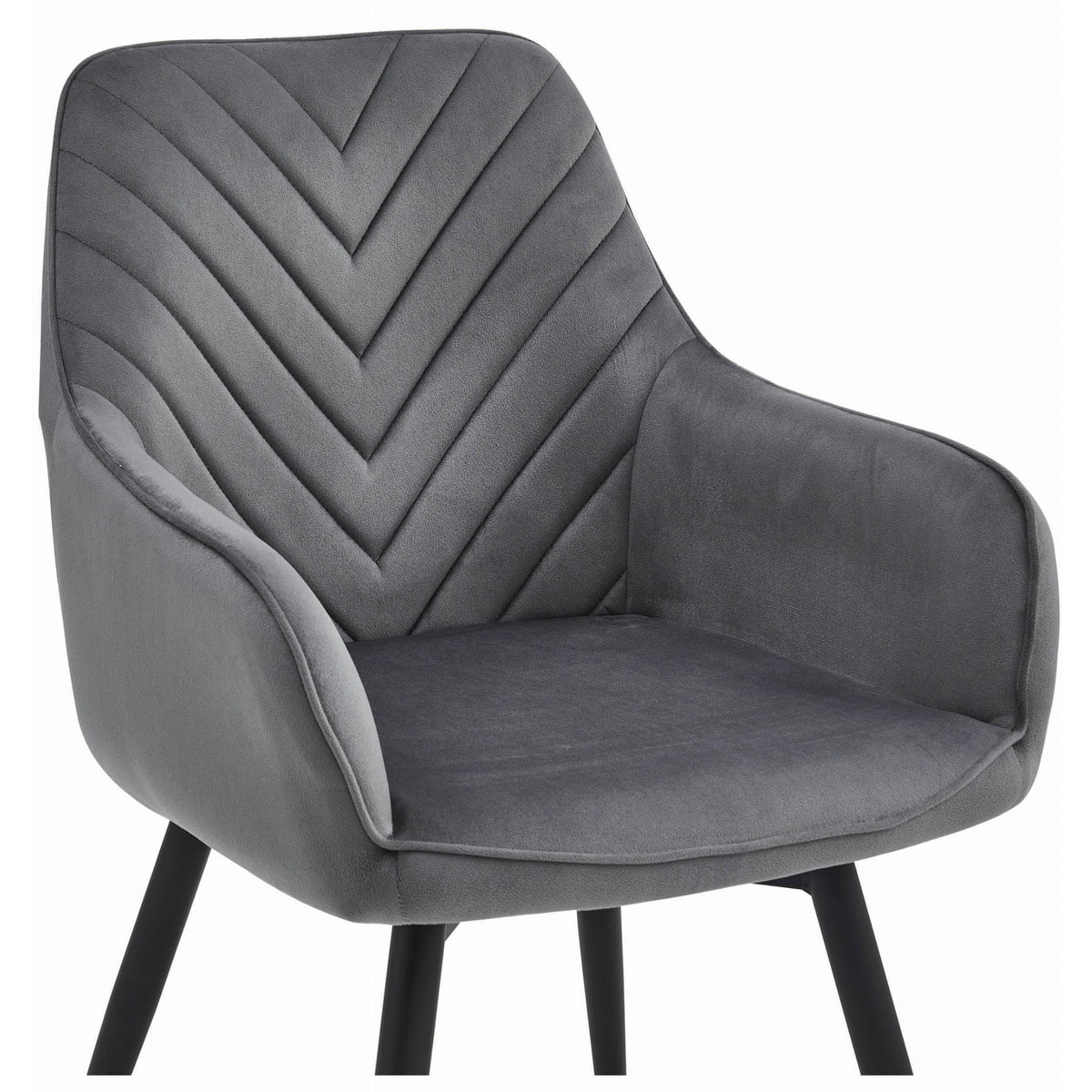 Sedia girevole Nana360 in velluto grigio scuro con gambe nere