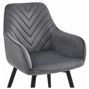 Sedia girevole Nana360 in velluto grigio scuro con gambe nere