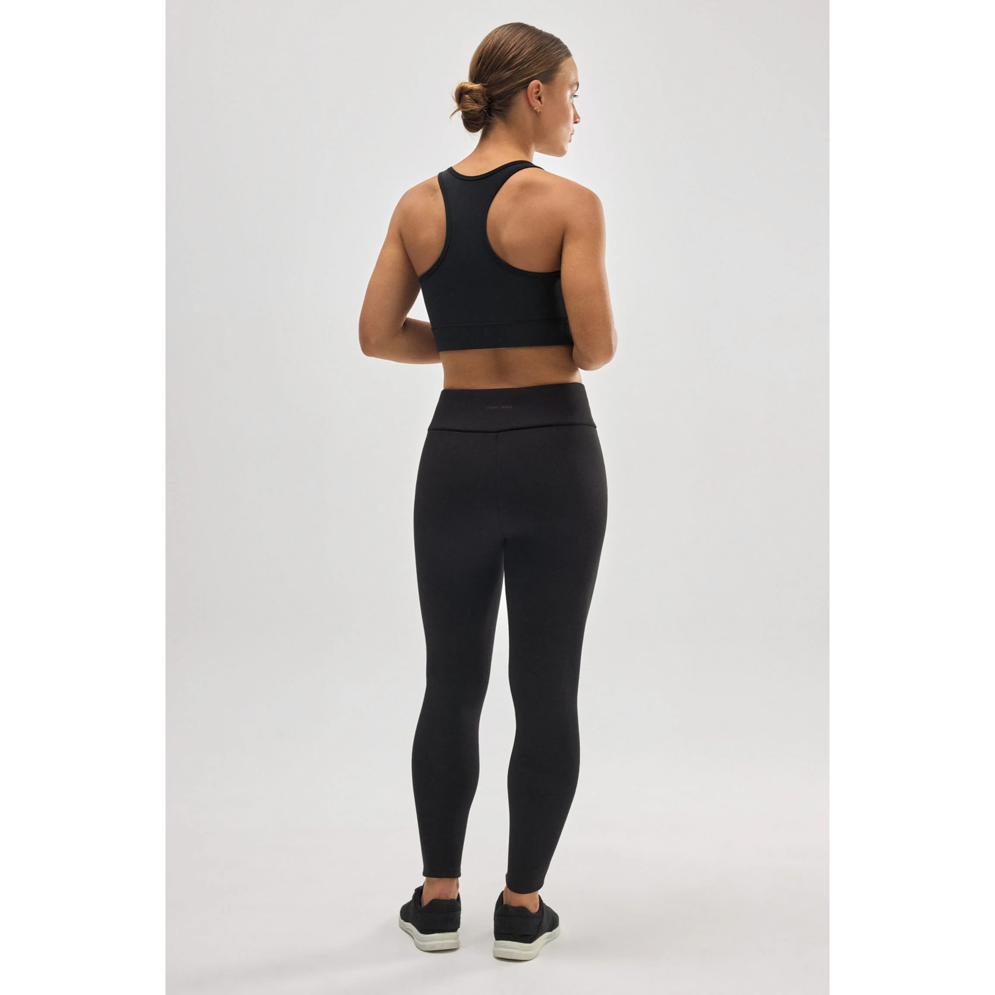 Leggings termici in pile nero stile sportivo