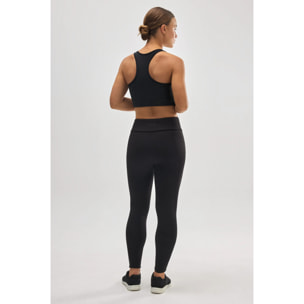 Leggings termici in pile nero stile sportivo