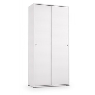 Guardaroba Dalia, Armadio a 2 ante scorrevoli e 4 ripiani, Mobile moderno multiuso per camera da letto, 100% Made in Italy, Cm 90x45h195, Bianco