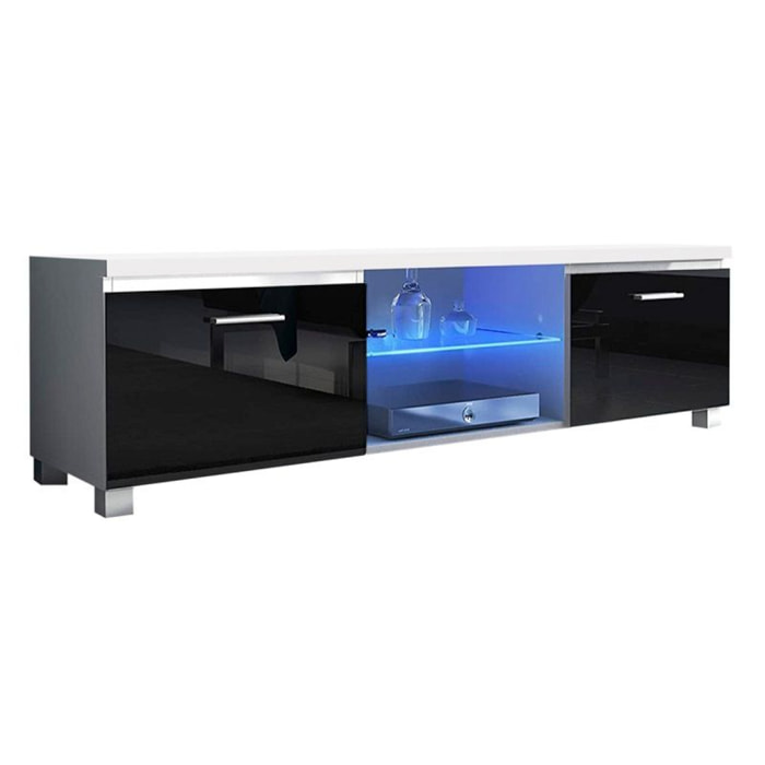 Mueble TV LED Blanco - Negro