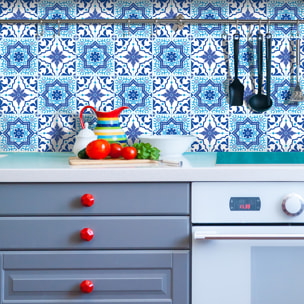 Stickers muraux - Sticker Mural Carrelage adhésif Cuisine Salle de Bain - 24 STICKERS CARRELAGES AZULEJOS GONZALO