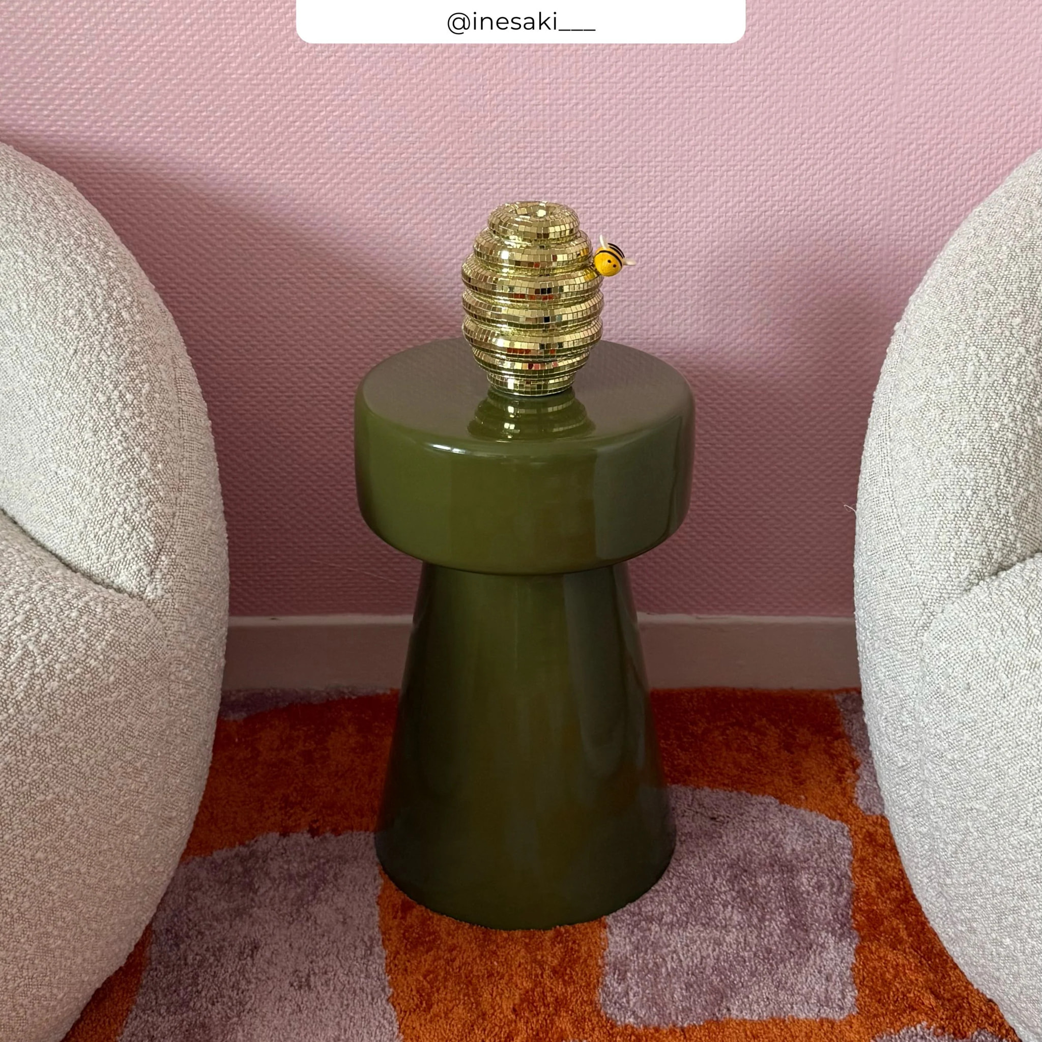 Table d'appoint ronde en métal vert kaki D30 cm - Athéna