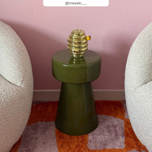 Table d'appoint ronde en métal vert kaki D30 cm - Athéna