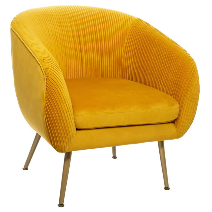 Fauteuil ''Solaro'' en velours plissé Atmosphera - Couleur: Ocre