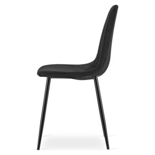 Sedia Padva in velluto nero con gambe in metallo