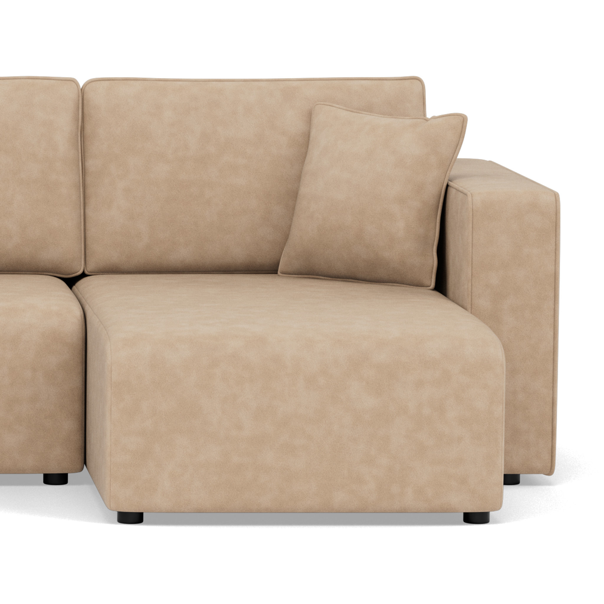 Topaze - canapé panoramique en U 7 places convertible avec coffre en simili - Beige
