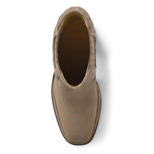 Botín de tacón Blanche en serraje con detalle intrecciato y cierre elástico