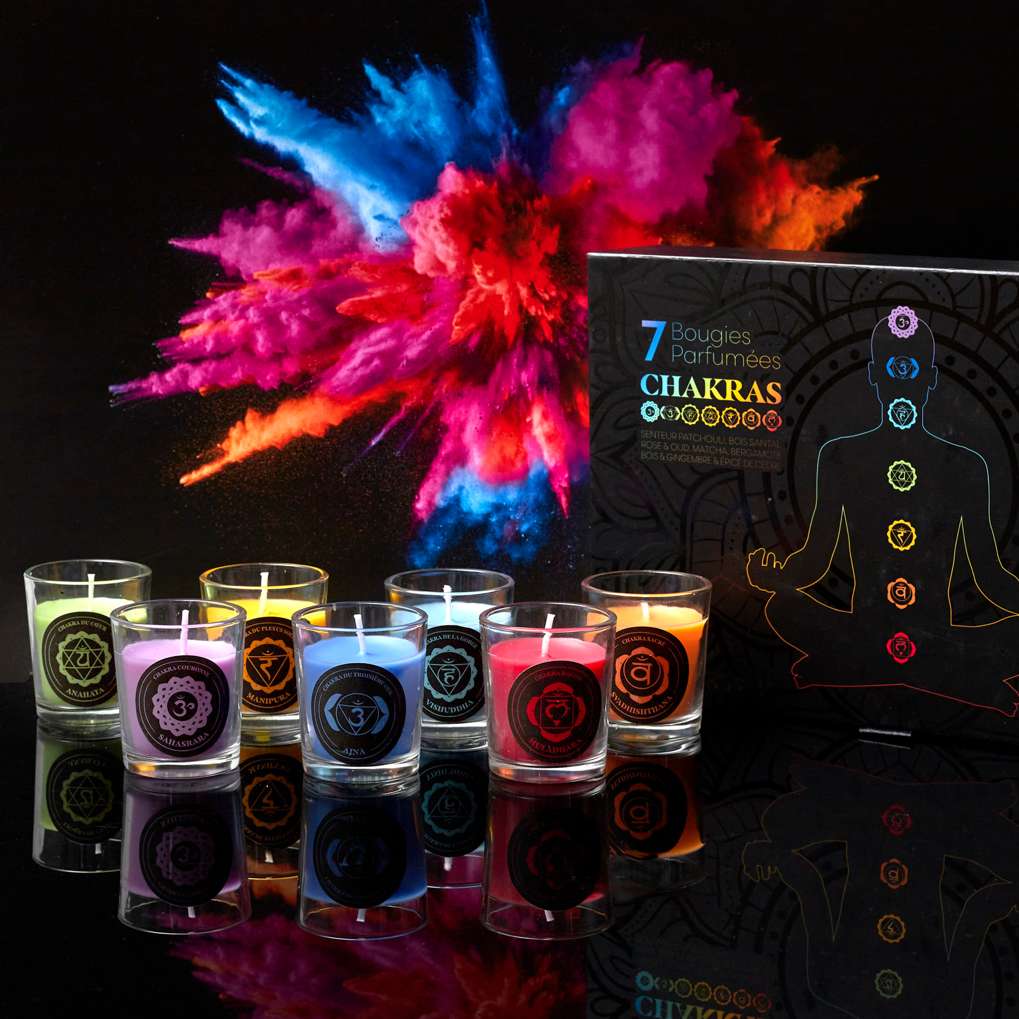 Coffret Bougie Parfumee Chakra X7