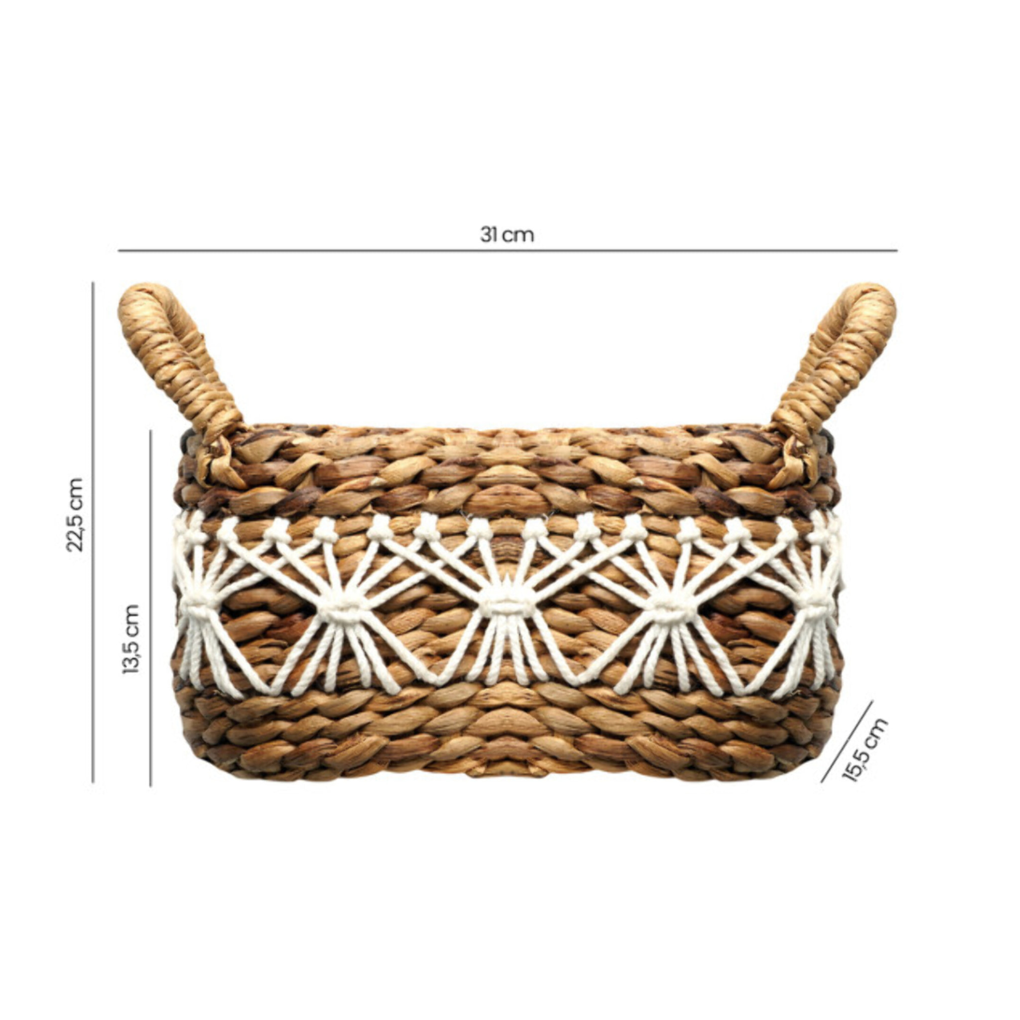 Panier décoratif ovale tressé en jacinthe d’eau avec anses 31 cm - TRICE