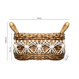 Panier décoratif ovale tressé en jacinthe d’eau avec anses 31 cm - TRICE