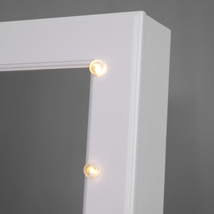 Joyero de Pie con Espejo Luz LED de Madera 40x37x146cm Blanco