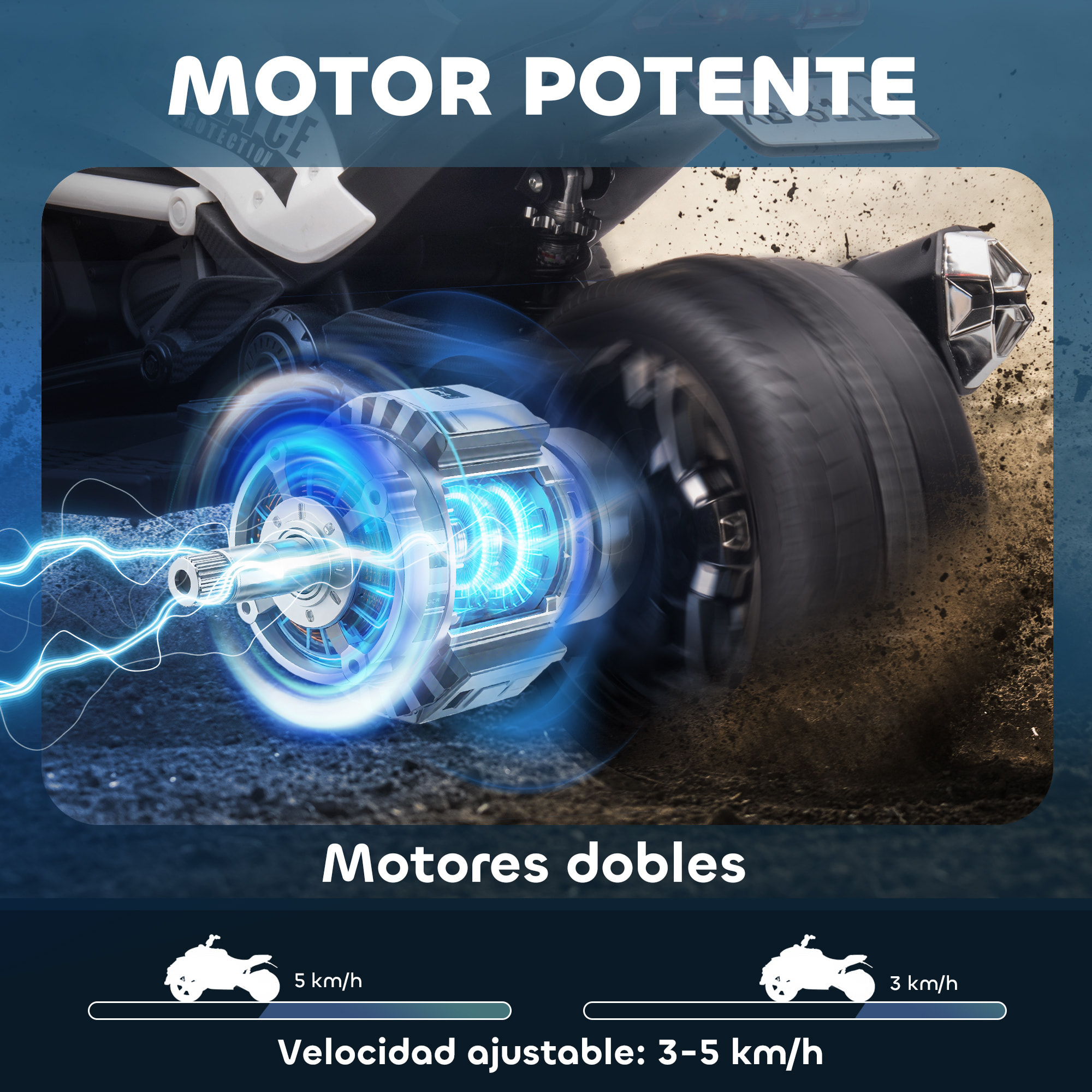 Quad Eléctrico para Niños 12V, Quad para Niños de 3-8 Años, con 2 Motores, Velocidad hasta 5â€¯km/h, 3 Ruedas, Sistema de Suspensión, Faros, Bocina, Música, USB, Negro y Blanco