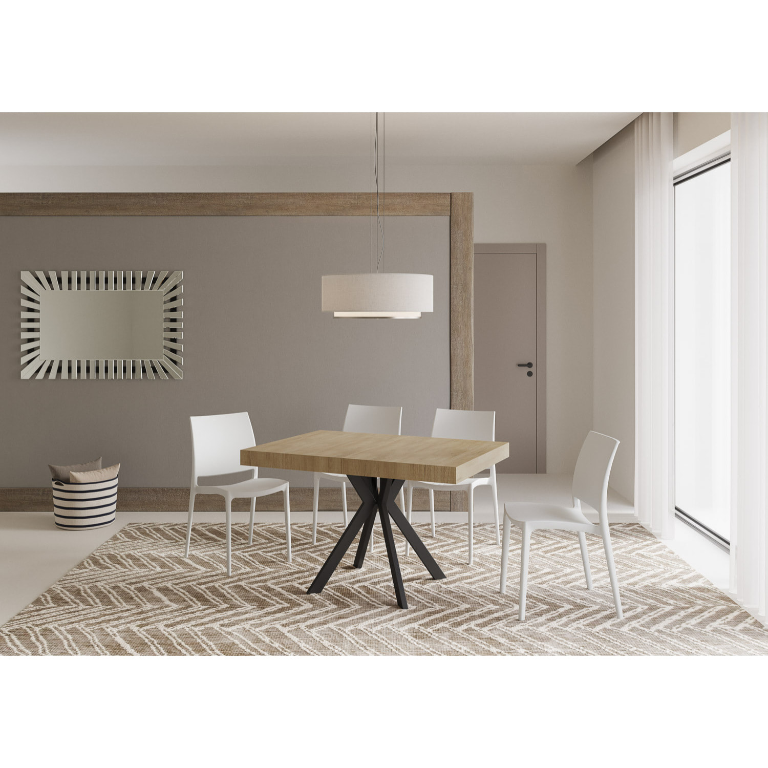 Tavolo allungabile 90x120/224 cm Dolcezza quercia natura gambe antracite