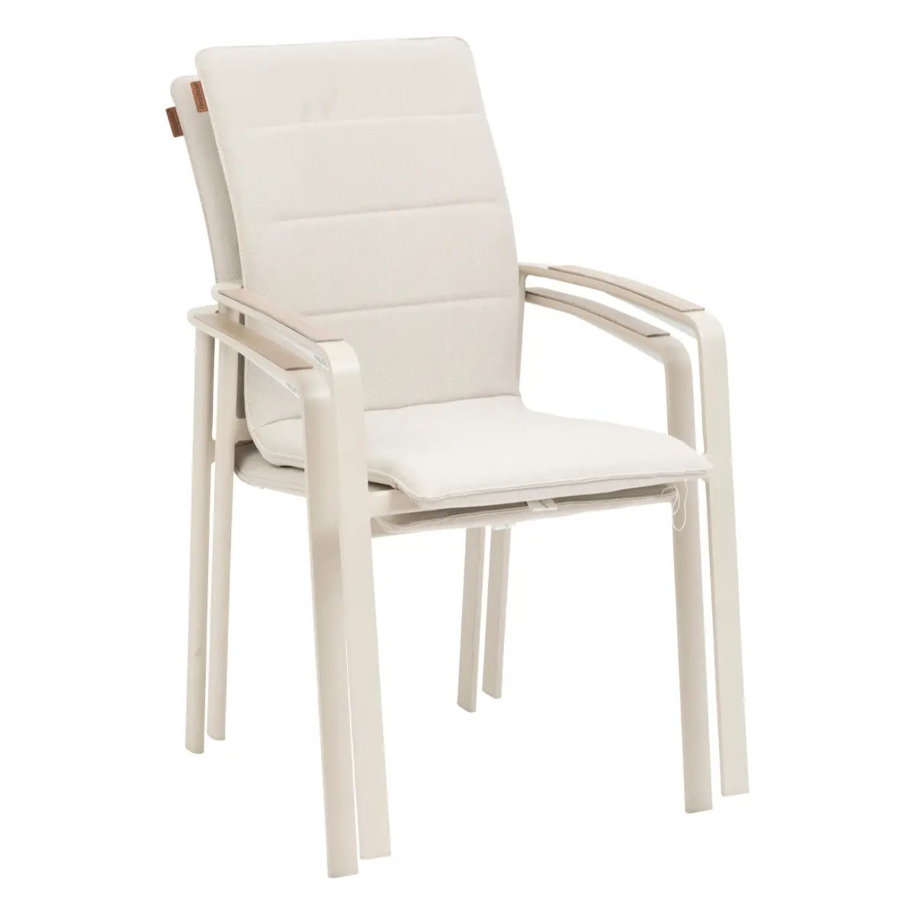 Fauteuil de jardin empilable "Diese" argile & ivoire aluminium et texaline