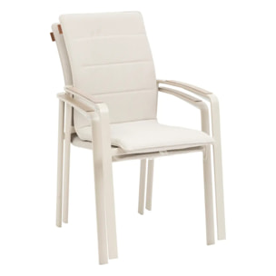 Fauteuil de jardin empilable "Diese" argile & ivoire aluminium et texaline