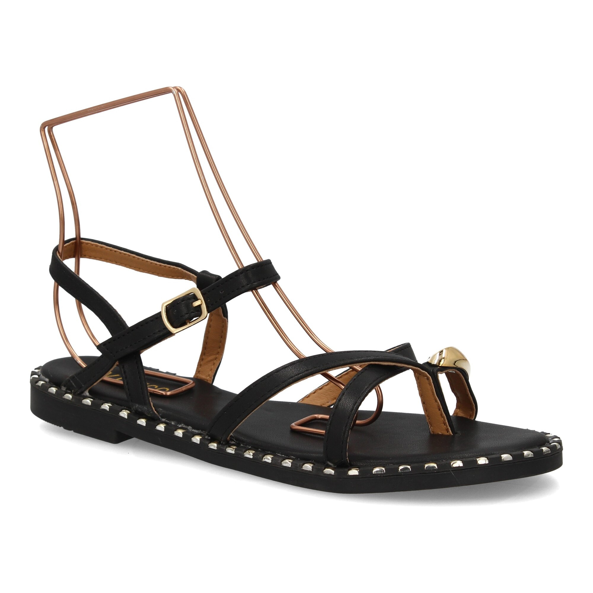 Sandalia plana mujer elegante verano con tachuelas
