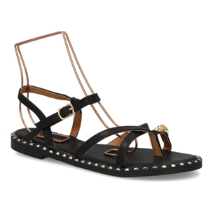 Sandalia plana mujer elegante verano con tachuelas