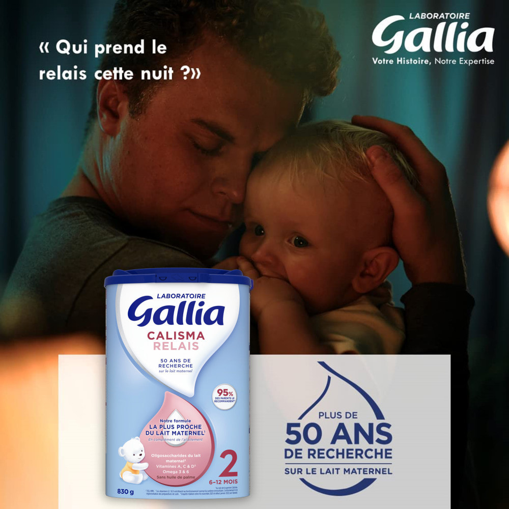 3 Boîtes de Lait en poudre Calisma Relais 2ème âge (3x830g) - Gallia de 6 à 12 Mois