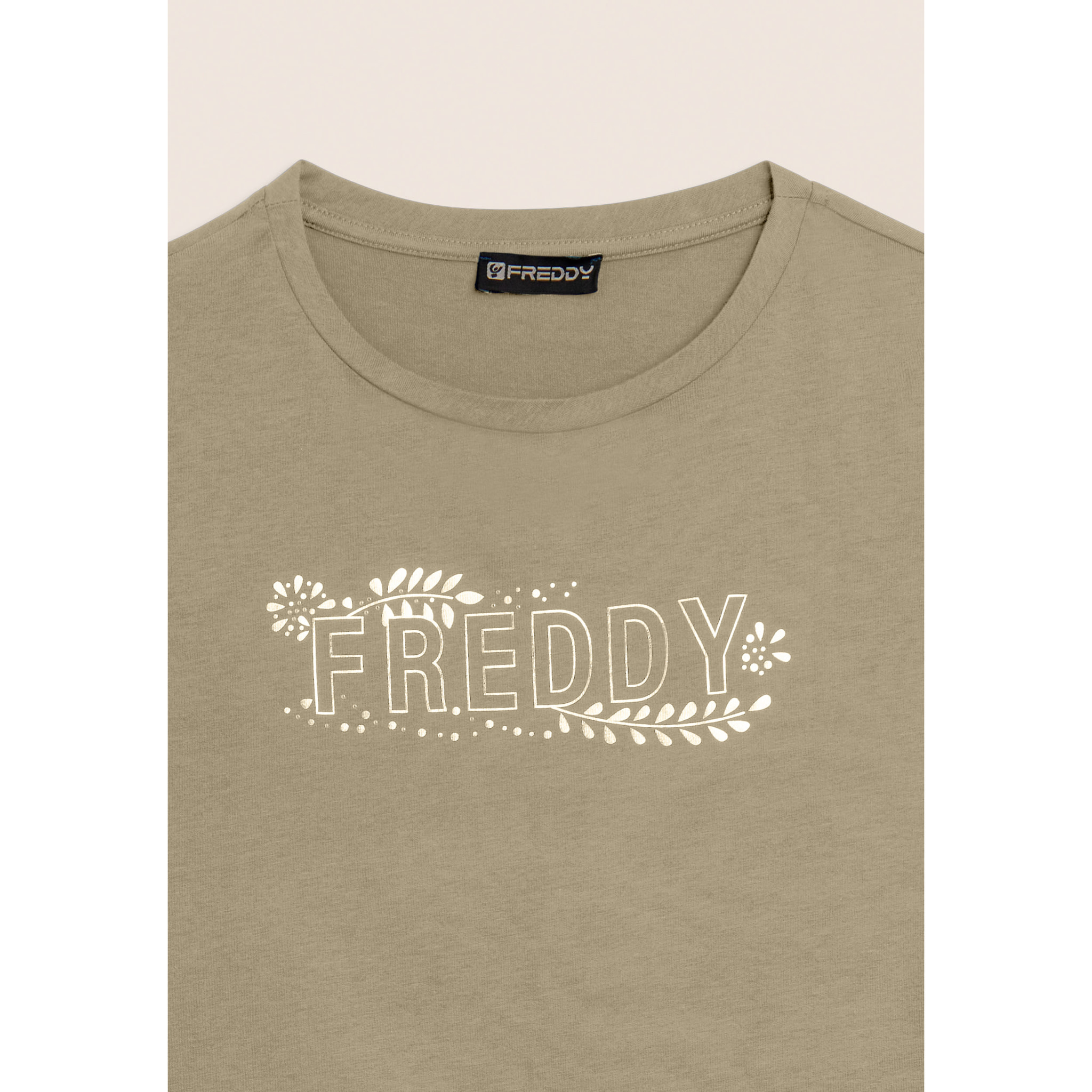 T-shirt Manica Corta con Decori Floreali e Borchie