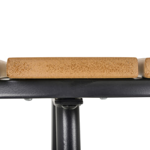 Mesa Auxiliar Redonda Mesa de Jardín Exterior con Diseño de Listones y Patas Ajustables Mesa para Exterior Terraza Patio Ø49x48 cm Natural y Negro