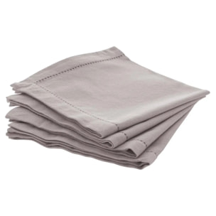 Lot de 4 serviettes de table "Chambray" gris souris 40x40cm